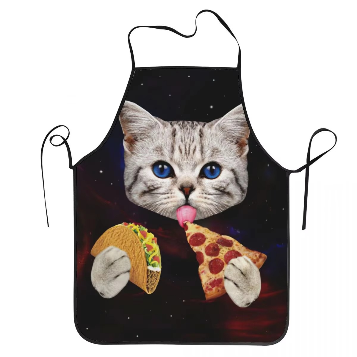 Home Cooking For Cats - 1PC Unisex Space Pizza Cat Apron