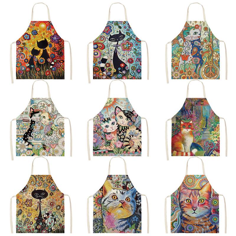 Home Cooking For Cats - Flower Kitchen Cooking Apron Cute Cat