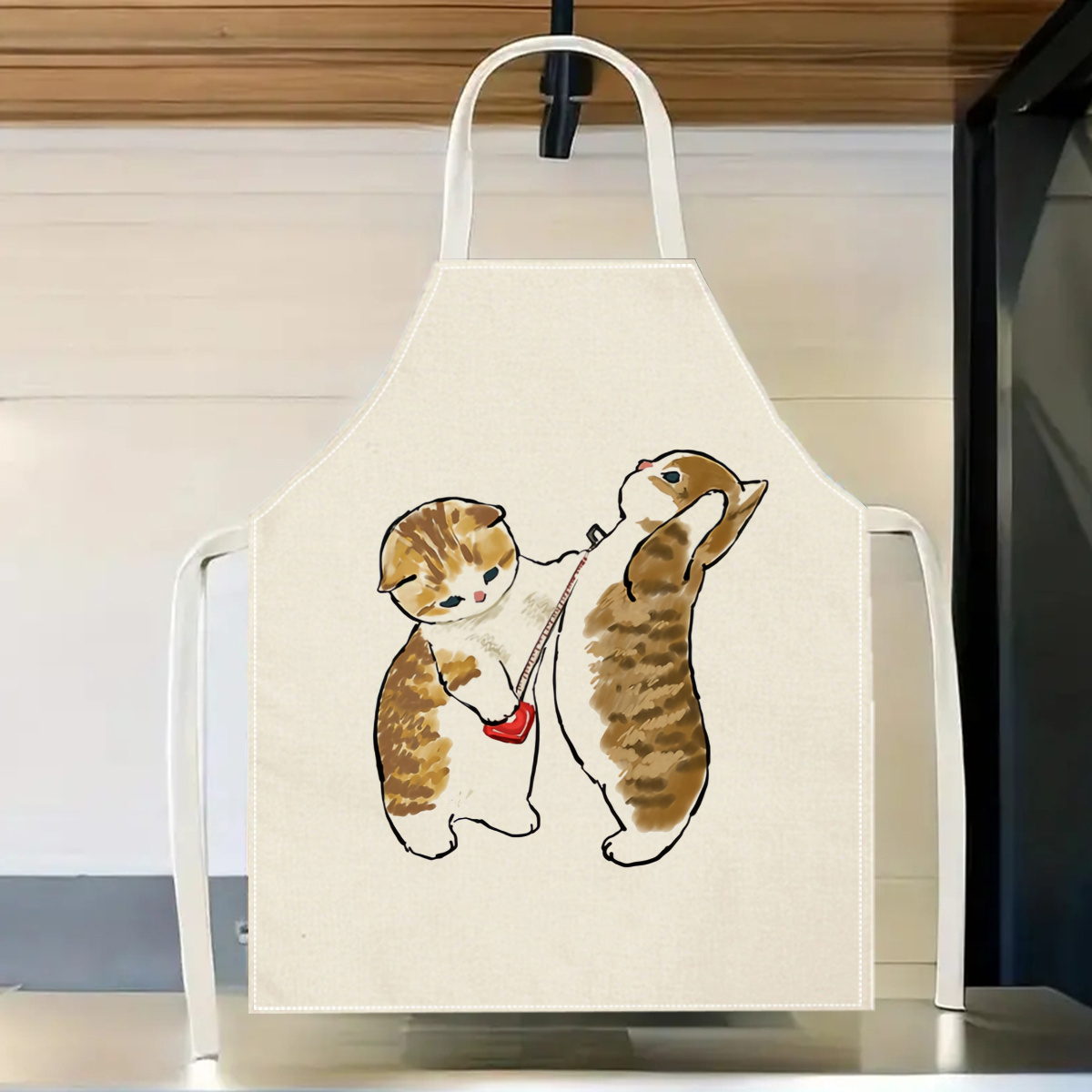 Home Cooking For Cats - 1pc Cute Cats Playing Apron Linen