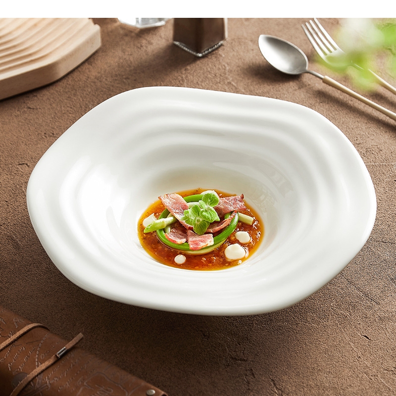 Home Cooking Steak - Irregular Shaped White Salad Plate Home