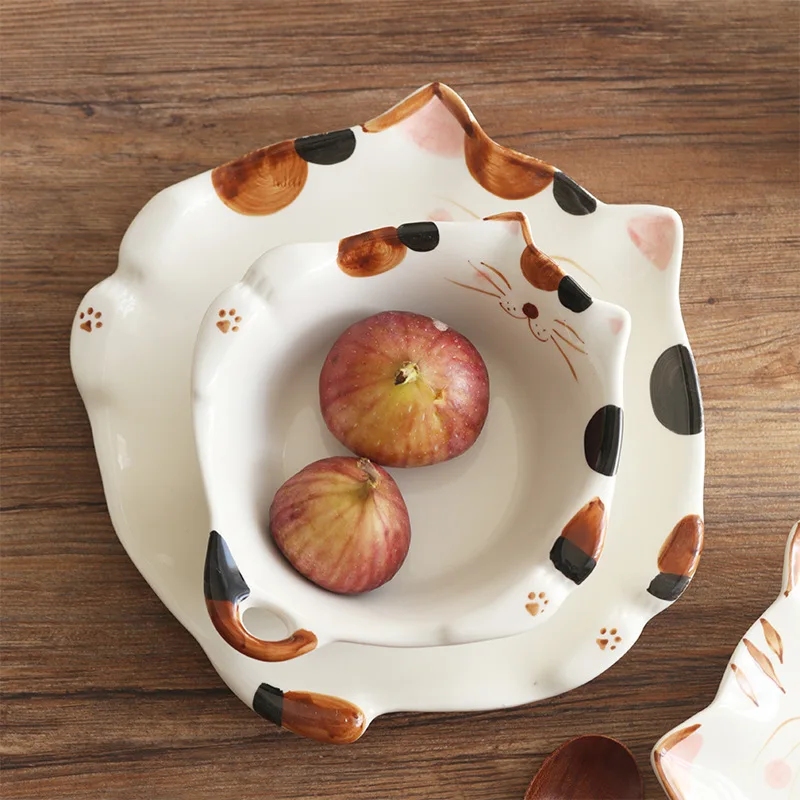 Cartoon Cat Ceramic Bowl Plate - Home Cooking For Cats recension och pris