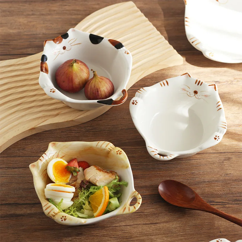 Cartoon Cat Ceramic Bowl Plate - Home Cooking For Cats recension och pris