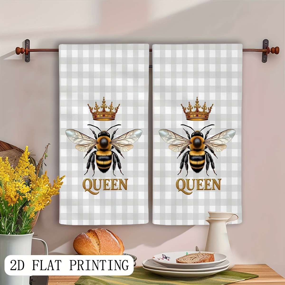2Pcs, Plaid Queen Bee Garden K - Home Cooking Queen recension och pris