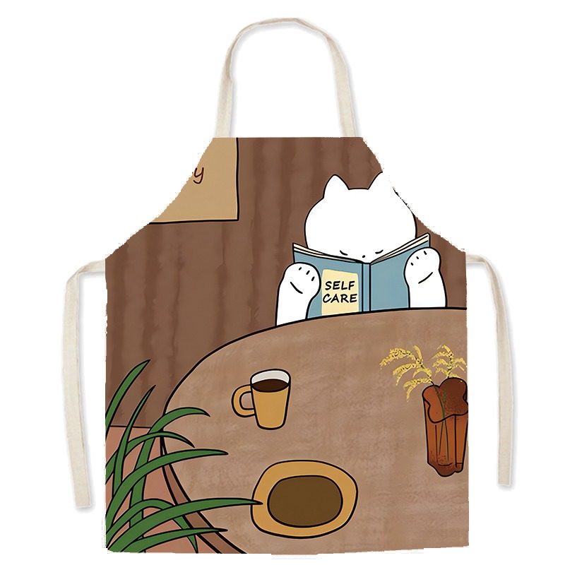 Cute White Cat Printed Apron C - Home Cooking For Cats recension och pris