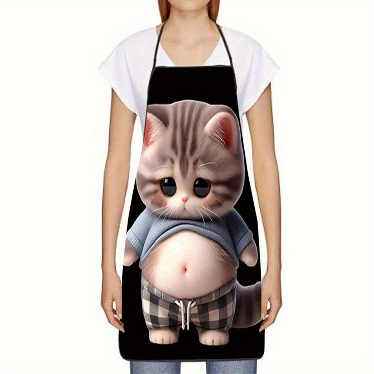 Cute Cartoon Cat Print Apron,  - Home Cooking For Cats recension och pris