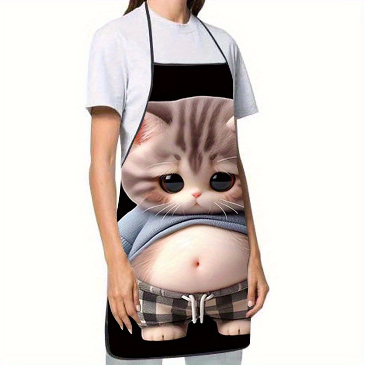 Cute Cartoon Cat Print Apron,  - Home Cooking For Cats recension och pris