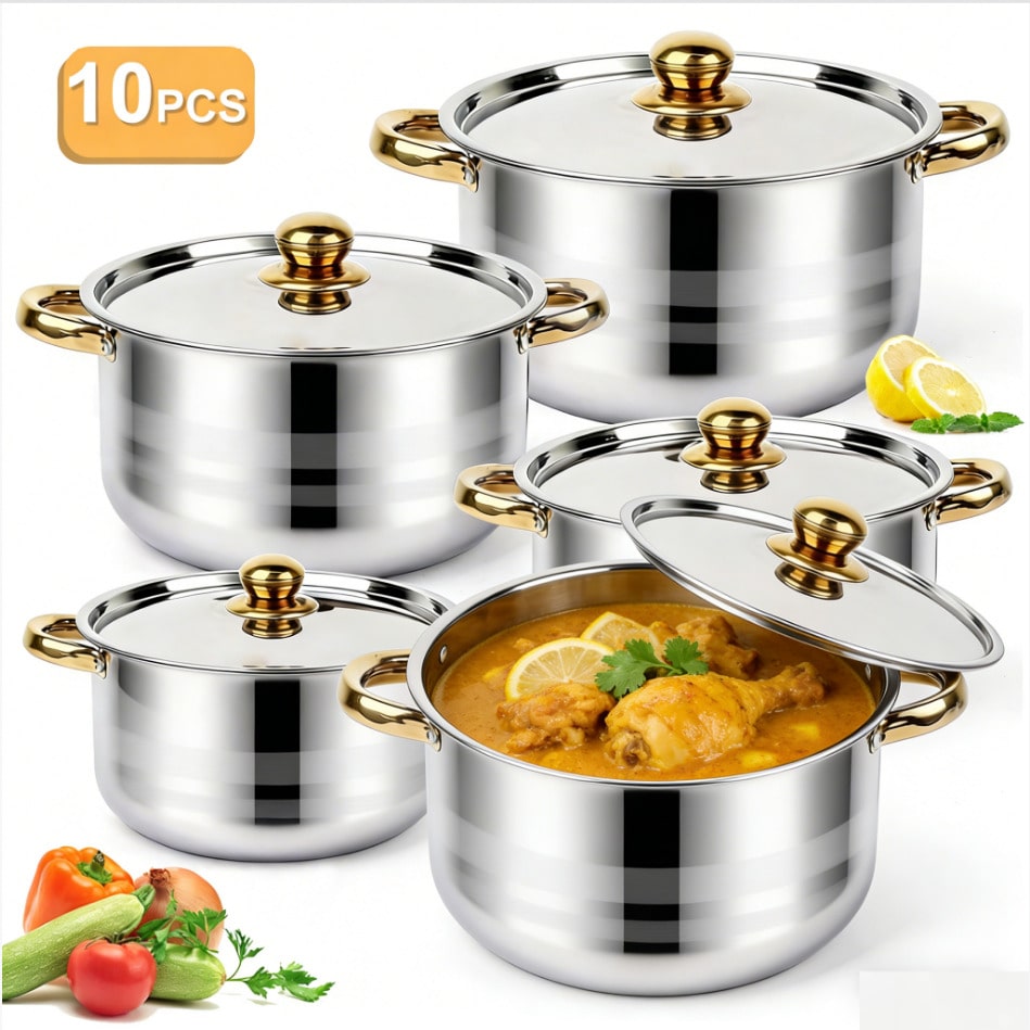 Stainless Steel Pot Set Modern - Home Cooking Utensils recension och pris