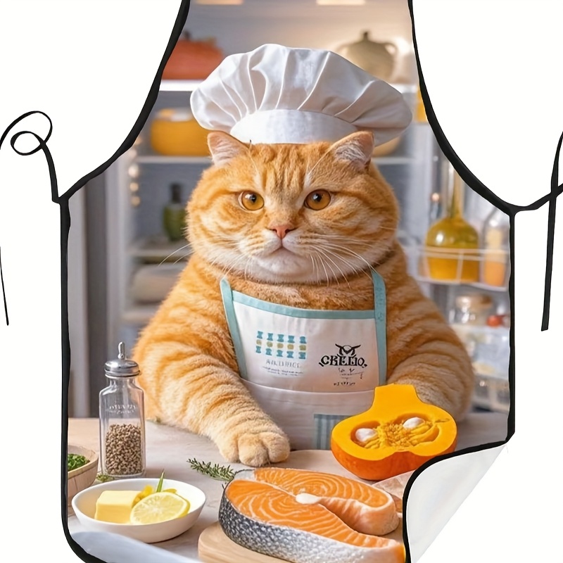 1pc Fun Orange Cat Chef Apron, - Home Cooking For Cats recension och pris