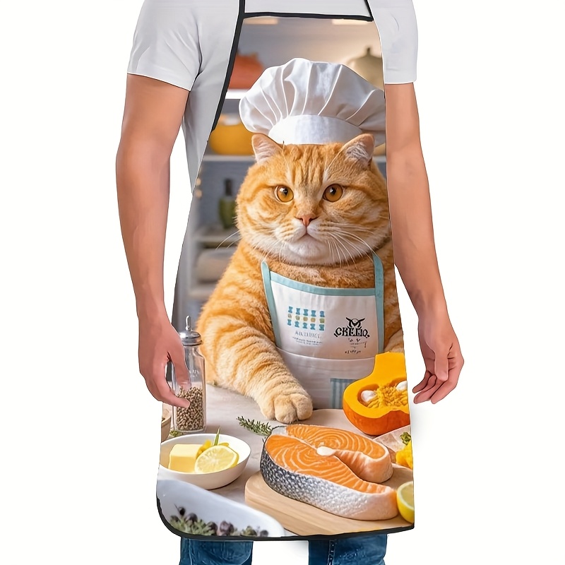 1pc Fun Orange Cat Chef Apron, - Home Cooking For Cats recension och pris